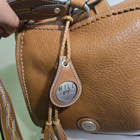 Will Leather Goods Lubbock Backpack Tan Leather Western Silver Buckle Embroidery main image 8